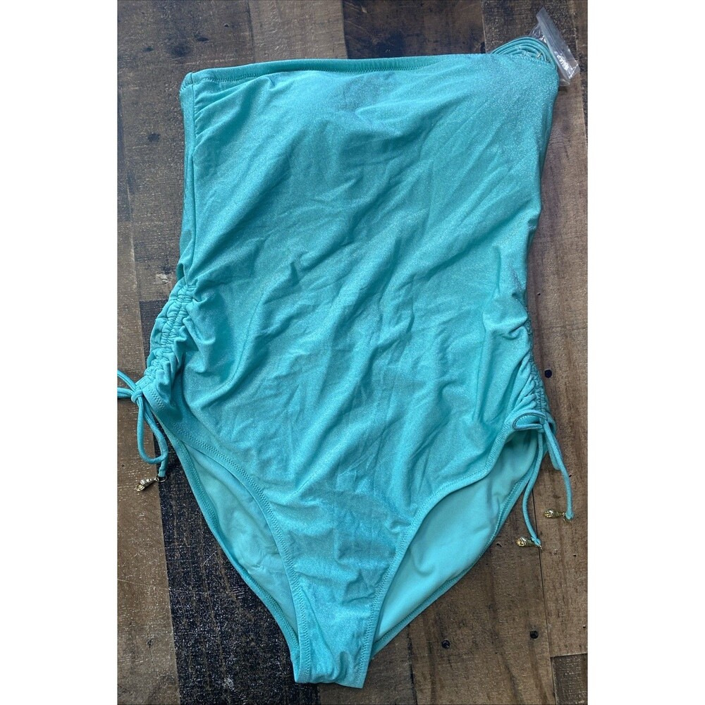 Shade And Shore Padded Bandeau Green Sparkle Bathing Suit Size XL New